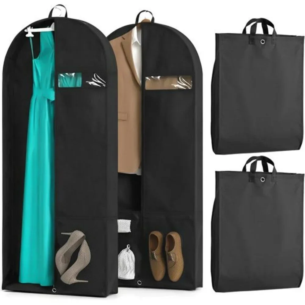 Heavy Duty Garment Bags for Travel 2 Pack Suit Dress Coat Hanging Clothes Cover